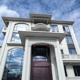 吉林省白麻别墅外墙干挂石材效果示例