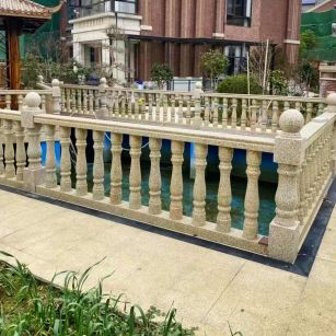 吉林省黄金麻花岗岩石材栏杆，扶手，将军柱，花瓶柱