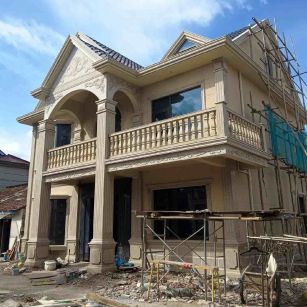 吉林省 黄金麻花岗岩石材私人别墅雕花门楼柱阳台栏杆