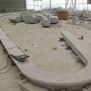 吉林省 芝麻白花岗岩弧形花坛石，坐凳石