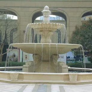 吉林省 黄金麻花岗岩异型加工——户外庭院石雕流水喷泉