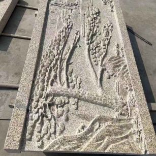 吉林省 黄金麻雕刻板浮雕迎客松