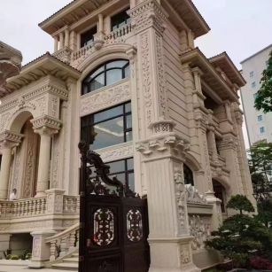 吉林省 黄金麻花岗岩别墅外墙干挂效果展示