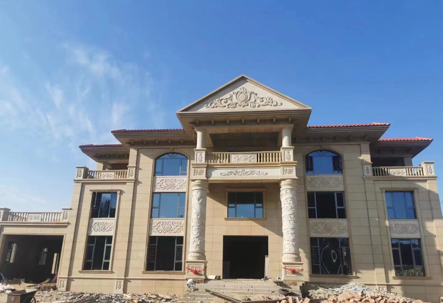 吉林省 黄金麻花岗岩别墅外墙干挂